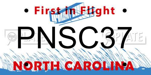 PNSC37 North Carolina License Plate