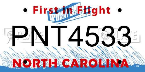 PNT4533 North Carolina License Plate