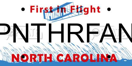 PNTHRFAN North Carolina License Plate