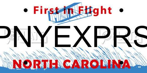 PNYEXPRS North Carolina License Plate