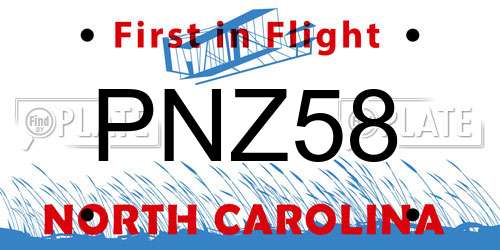 PNZ58 North Carolina License Plate