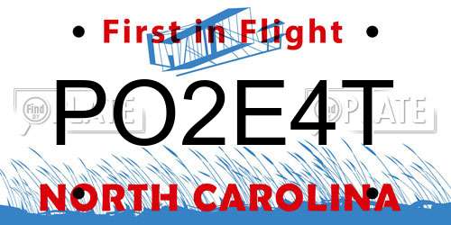 PO2E4T North Carolina License Plate