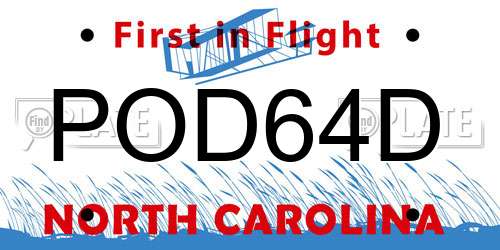 POD64D North Carolina License Plate
