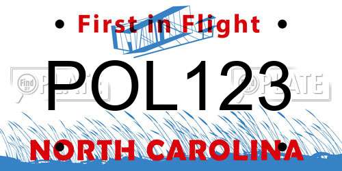 POL123 North Carolina License Plate