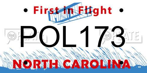 POL173 North Carolina License Plate