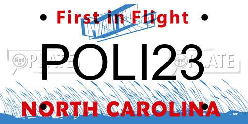 POLI23 North Carolina License Plate