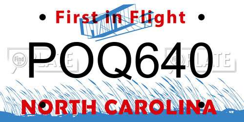 POQ640 North Carolina License Plate