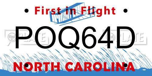POQ64D North Carolina License Plate