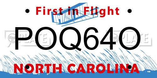 POQ64O North Carolina License Plate