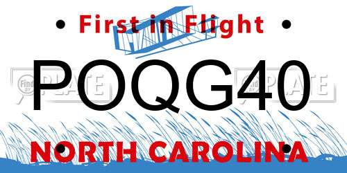POQG40 North Carolina License Plate