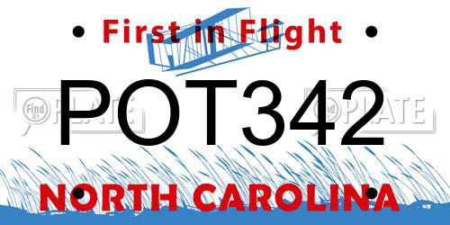 POT342 North Carolina License Plate