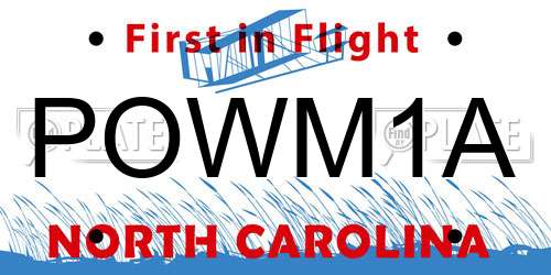 POWM1A North Carolina License Plate