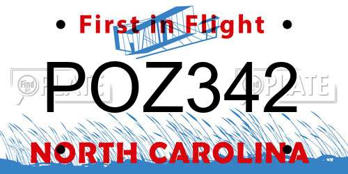 POZ342 North Carolina License Plate