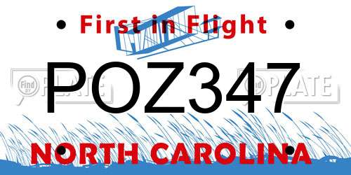 POZ347 North Carolina License Plate