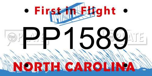 PP1589 North Carolina License Plate