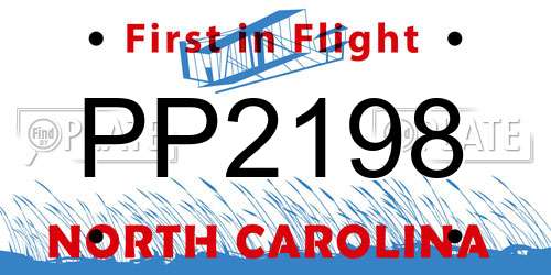 PP2198 North Carolina License Plate