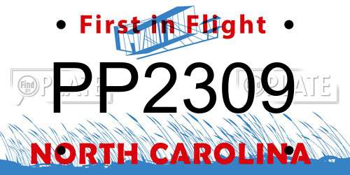 PP2309 North Carolina License Plate