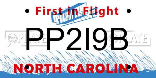 PP2I9B North Carolina License Plate