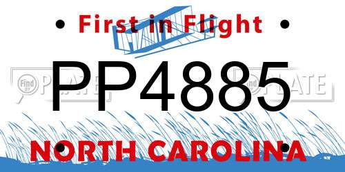 PP4885 North Carolina License Plate