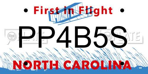 PP4B5S North Carolina License Plate
