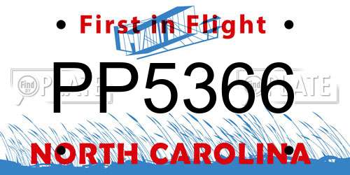 PP5366 North Carolina License Plate