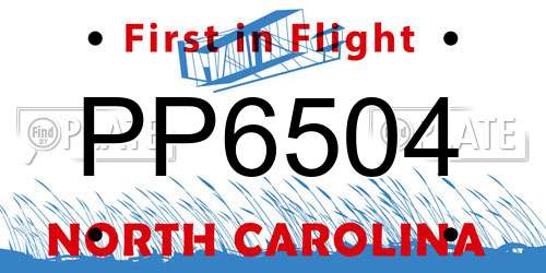 PP6504 North Carolina License Plate
