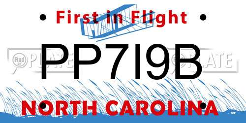 PP7I9B North Carolina License Plate