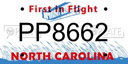 PP8662 North Carolina License Plate