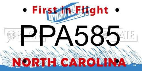 PPA585 North Carolina License Plate