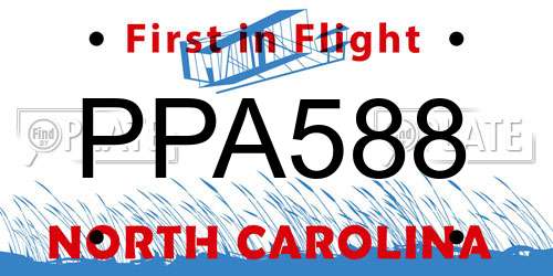PPA588 North Carolina License Plate
