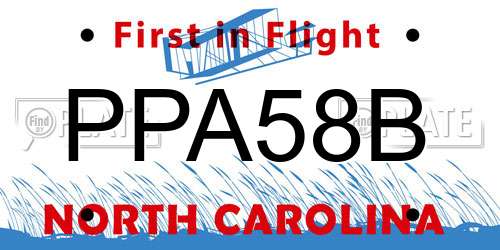 PPA58B North Carolina License Plate