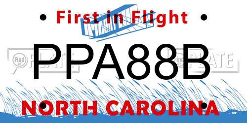 PPA88B North Carolina License Plate