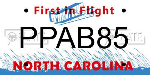 PPAB85 North Carolina License Plate