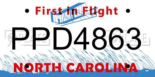 PPD4863 North Carolina License Plate