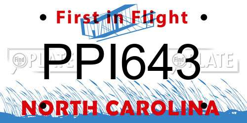 PPI643 North Carolina License Plate