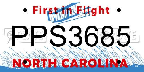 PPS3685 North Carolina License Plate