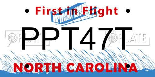 PPT47T North Carolina License Plate