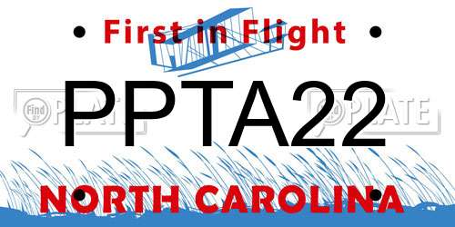 PPTA22 North Carolina License Plate
