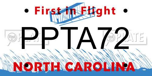 PPTA72 North Carolina License Plate