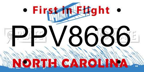 PPV8686 North Carolina License Plate