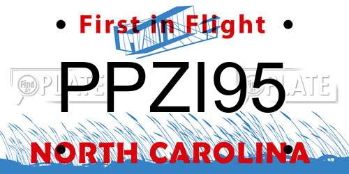 PPZI95 North Carolina License Plate