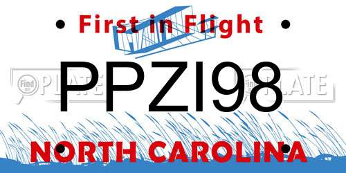 PPZI98 North Carolina License Plate