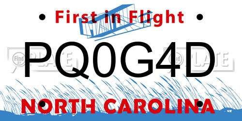 PQ0G4D North Carolina License Plate