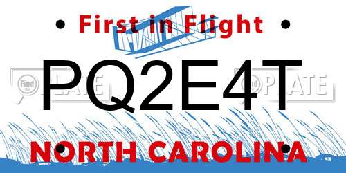 PQ2E4T North Carolina License Plate