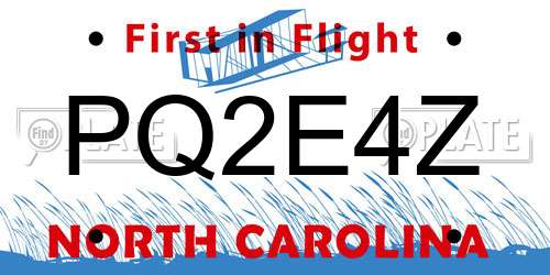 PQ2E4Z North Carolina License Plate
