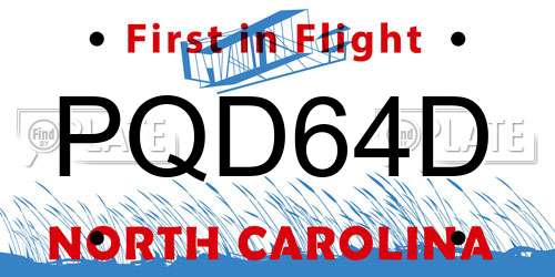 PQD64D North Carolina License Plate