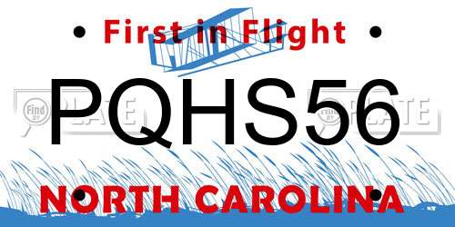 PQHS56 North Carolina License Plate