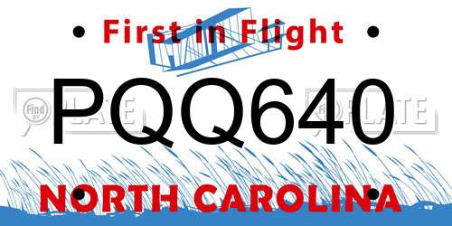 PQQ640 North Carolina License Plate