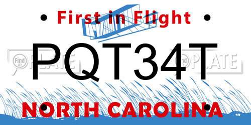 PQT34T North Carolina License Plate