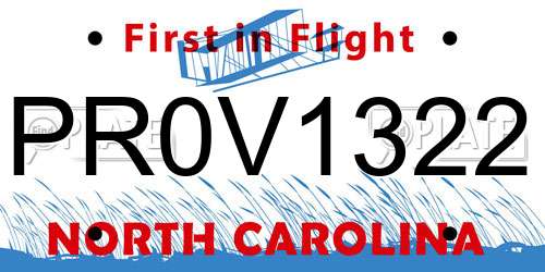 PR0V1322 North Carolina License Plate